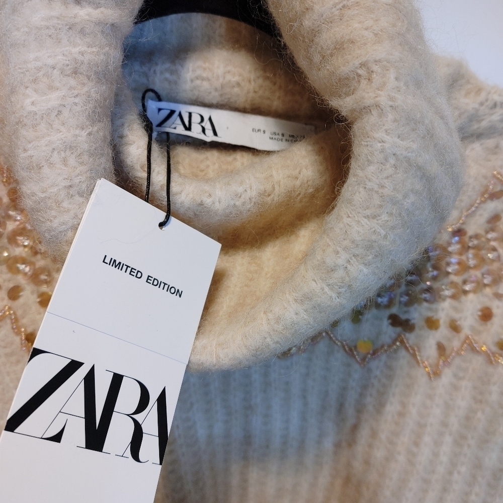 ZARA Limited Edition Embellished Mohair Wool Sweater NWT - Picture 6 of 10